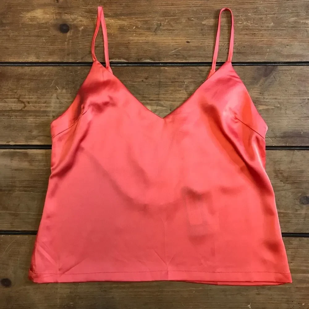 Nasty Gal V You Never Satin Cami Coral Pink Size 10 NWT